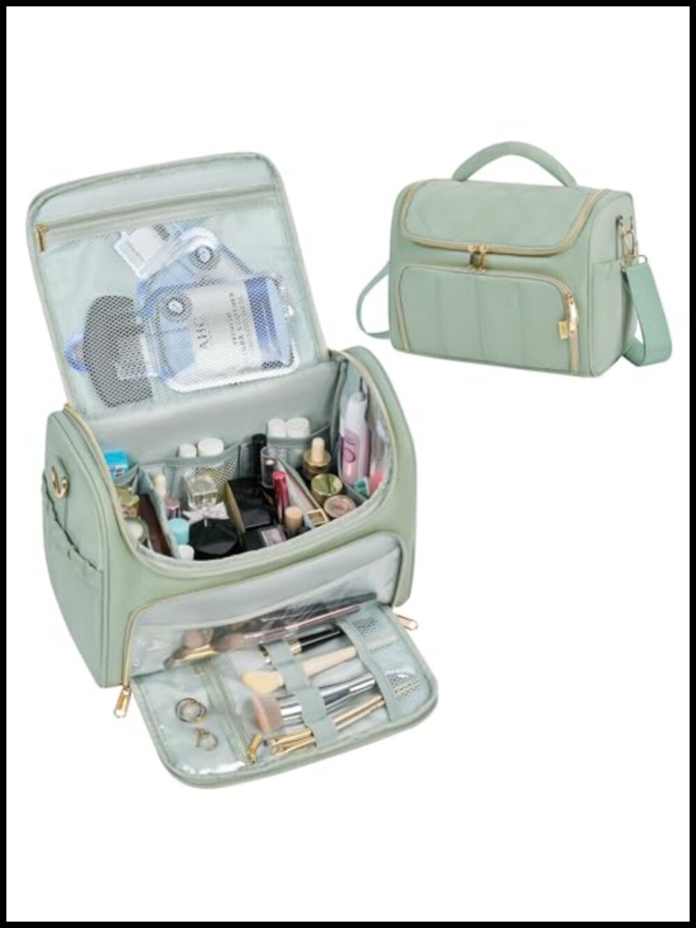 Large Waterproof Toiletry Bag with Handle and Shoulder Strap